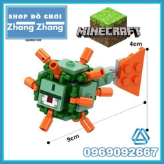Đồ chơi xếp hình Minecraft trong Mine Blocks gồm Elder Guardian - Iron Golem - Big Magma Cube Minifigures Lele B041 046