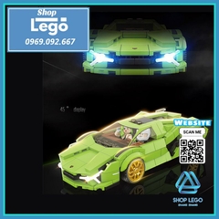 Xếp hình siêu xe Ferrari 488GTB gồm 368 hình tặng kèm 2 nhân vật Lego Minifigures Quanguan 100140