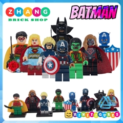 Xếp hình Falcon Overgirl Captain American AnimalMan Batman Ninja Robin Supergirl Lego Minifigures Xinh Koruit WM6033