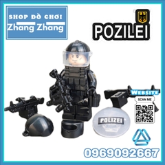 Xếp hình Polizei đặc nhiệm phản ứng nhanh Cảnh sát Đức đầy đủ vũ khí phụ kiện Lego Minifigures Tbstoys Tbs47-52