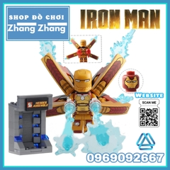 [129 hình] Xếp hình Người sắt Iron man Tủ trưng bày giáp Full Tủ + Hiệu ứng + Cánh) Lego Minifigures SY Sy1169