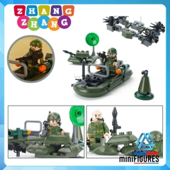 Xếp hình Doanh trại quân đội dã chiến đầy đủ vũ khí bộ binh rừng Lego Minifigures Gudi 8009