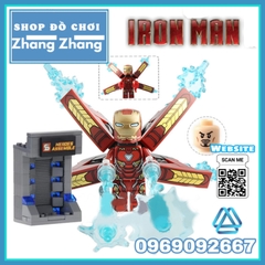 [129 hình] Xếp hình Người sắt Iron man Tủ trưng bày giáp Full Tủ + Hiệu ứng + Cánh) Lego Minifigures SY Sy1169