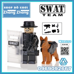 Xếp hình biệt đội SWAT đặc nhiệm và chó nghiệp vụ Lego Minifigures Kopf KF6067