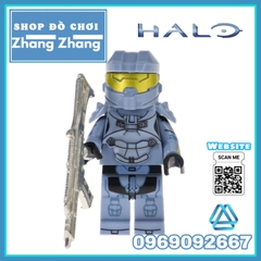Xếp hình chiến binh Halo Guardians vũ khí mạ crom kèm áo giáp sáng bóng phiên bản đặc biệt Lego Minifigures Kopf KF6043