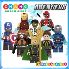 Xếp hình Iron Man
- Captain America - Deadpool
- Hawkeye
- Hulk - Rocket Racoon - Loki Lego Minifigures POGO PG8271