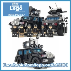 [539 hình] Xếp hình Xe M117 chống khủng bố SWAT đặc chủng chuyên dụng vòi rồng Lego Minifigures Vango 989 vg989 no.989