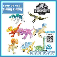 Xếp hình công viên khủng long trong phim Jurassic World Triceratops - Tyrannosaurus Lego Minifigures YG77087