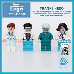 Xếp hình Hospital Playlist gồm bác sĩ điều dưỡng bệnh nhân Dortor chiến sĩ áo trắng chống Covid Lego Minifigures No.8006
