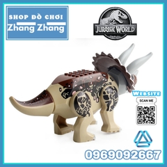 [25cm] Xếp hình khủng long tam sừng Triceratops trong Công viên kỷ Jura - Jurassic Park Lego Minifigures Kopf KF916
