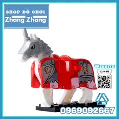 Xếp hình Ngựa chiến Trung cổ trong The Lord of the Rings The Hobbit quân đoàn Théoden Lego Minifigures Pogo Xinh X0158