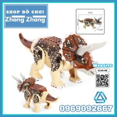 [25cm] Xếp hình khủng long tam sừng Triceratops trong Công viên kỷ Jura - Jurassic Park Lego Minifigures Kopf KF916