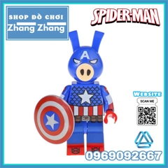Đồ chơi xếp hình Spider Ham gồm Miles Morales - Ben Reily - Venom - Iron Ham - Hulk - Wolverham Minifigures Kopf KF6085