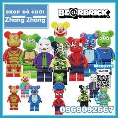 Đồ chơi xếp hình Bearbrick Gấu bụng phệ Spider-Man - Joker - Stitch - Bape - Iron man Minifigures Kopf BLX3033