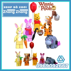 Đồ chơi xếp hình Gấu Winnie the Pooh gồm Piglet - Rabbit - Eeyore - Tigger Mô hình Minifigures Koruit 66001 66005