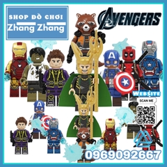Xếp hình Iron Man
- Captain America - Deadpool
- Hawkeye
- Hulk - Rocket Racoon - Loki Lego Minifigures POGO PG8271