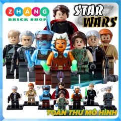 Đồ chơi xếp hình Star War Luke Skywalker Han Solo Ahsoka Tano Aayla Secura Satele Shan Minifigures POGO PG8034