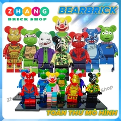 Đồ chơi xếp hình Bearbrick Gấu bụng phệ Spider-Man - Joker - Stitch - Bape - Iron man Minifigures Kopf BLX3033
