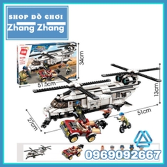 [648 hình] Xếp hình Trực thăng U.N trắng Quân sự Lego Minifigures Enlighten 3208