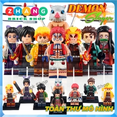 Xếp hình Kimetsu No Yaiba trong Demon Slayer gồm Tanjiro - Nezuko - Akaza - Zenitsu - Inosuke Lego Minifigures WM6116