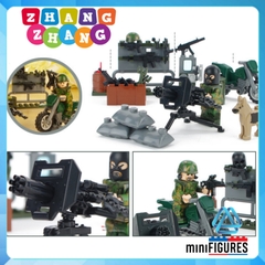 Xếp hình Doanh trại quân đội dã chiến đầy đủ vũ khí bộ binh rừng Lego Minifigures Gudi 8009