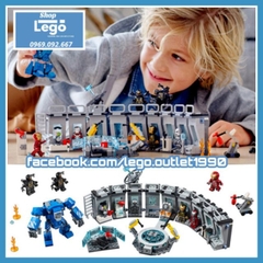 [587 hình] Xếp hình Iron man The Avengers 4: Endgame phòng nghiên cứu Tony Stark chế tạo Lego Minifigures Lepin 07121
