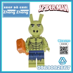 Đồ chơi xếp hình Spider Ham gồm Miles Morales - Ben Reily - Venom - Iron Ham - Hulk - Wolverham Minifigures Kopf KF6085