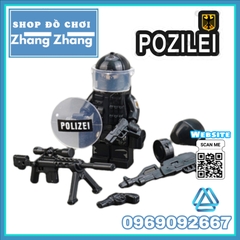 Xếp hình Polizei đặc nhiệm phản ứng nhanh Cảnh sát Đức đầy đủ vũ khí phụ kiện Lego Minifigures Tbstoys Tbs47-52