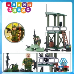 Xếp hình Doanh trại quân đội dã chiến đầy đủ vũ khí bộ binh rừng Lego Minifigures Gudi 8009