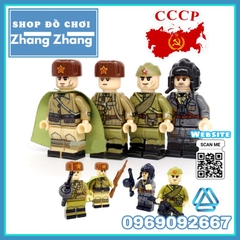 Đồ chơi xếp hình lính hồng quân Liên Xô Viết trong thế chiến II Minifigures JR001-004