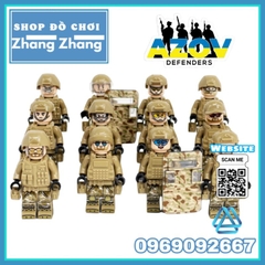 Đồ chơi xếp hình Tiểu đoàn Azov Ukraine chiến đấu với quân đội Nga Minifigures M8019