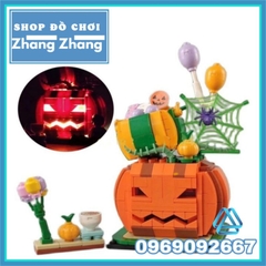 Đồ chơi Xếp hình Ngôi nhà bí đỏ Halloween 336 hình có đèn phát sáng mô hình Minifigures Shenyang SY5215