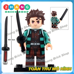 Xếp hình Kimetsu No Yaiba trong Demon Slayer gồm Tanjiro - Nezuko - Akaza - Zenitsu - Inosuke Lego Minifigures WM6116