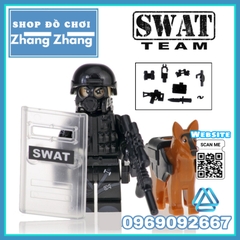 Xếp hình biệt đội SWAT đặc nhiệm và chó nghiệp vụ Lego Minifigures Kopf KF6067