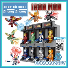 [129 hình] Xếp hình Người sắt Iron man Tủ trưng bày giáp Full Tủ + Hiệu ứng + Cánh) Lego Minifigures SY Sy1169
