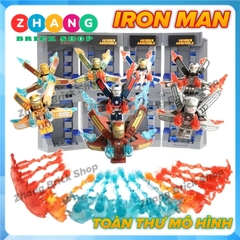 [129 hình] Xếp hình Người sắt Iron man Tủ trưng bày giáp Full Tủ + Hiệu ứng + Cánh) Lego Minifigures SY Sy1169