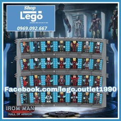 [56 hình] Xếp hình Tủ Iron man The Avengers Endgame Hall of Armor mới nhất 2020 Marvel Lego Minifigures Xinh Xh1252