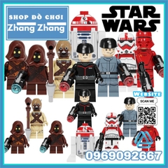 Đồ chơi xếp hình Star Wars gồm Storm Trooper - Imperial Crew Astromech Droid Tusken Raiden Jawa Minifigures POGO PG8288