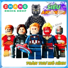 Đồ chơi xếp hình Captain America Black Panther Winter Soldier Hyperion Ms Marvel Deadshot Minifigures POGO PG8003