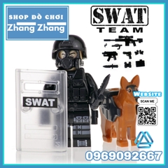 Xếp hình biệt đội SWAT đặc nhiệm và chó nghiệp vụ Lego Minifigures Kopf KF6067