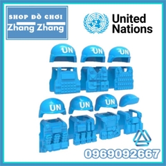 Đồ chơi xếp hình mũ và áo giáp chống đạn lực lượng gìn giữ hòa bình xanh Liên hiệp quốc U.N Minifigures POGO PGPJ4075