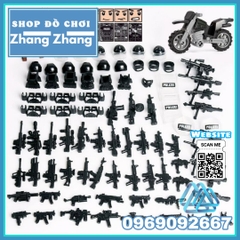 Xếp hình Polizei đặc nhiệm phản ứng nhanh Cảnh sát Đức đầy đủ vũ khí phụ kiện Lego Minifigures Tbstoys Tbs47-52