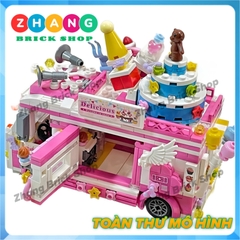 Xếp hình Xe bán bánh sinh nhật Cake Car Bus có hộp đầy đủ 608 hình cho bé Lego Minifigures Zhegao 00889