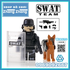 Xếp hình biệt đội SWAT đặc nhiệm và chó nghiệp vụ Lego Minifigures Kopf KF6067