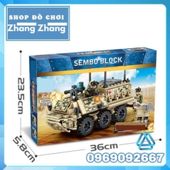 Đồ chơi Xếp hình Xe quân sự cứu thương quân y quân đội bọc thép Minifigures Sembo Block SD105561