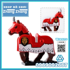 Xếp hình Ngựa chiến Trung cổ trong The Lord of the Rings The Hobbit quân đoàn Théoden Lego Minifigures Pogo Xinh X0158