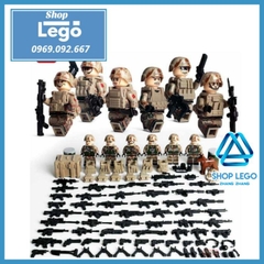 Xếp hình lính bộ binh sa mạc dã chiến đầy đủ vũ khí phụ kiện áo giáp mũ cối Lego Minifigures Tbstoys Tbs59-64