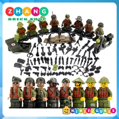 Xếp hình Bộ đội Việt Nam Việt Cộng chống Mỹ cứu nước 1975 đi kèm rất nhiều phụ kiện vũ khí Lego Minifigures DIY D71010