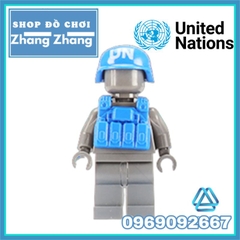 Đồ chơi xếp hình mũ và áo giáp chống đạn lực lượng gìn giữ hòa bình xanh Liên hiệp quốc U.N Minifigures POGO PGPJ4075