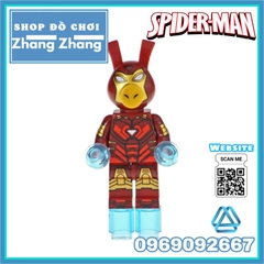 Đồ chơi xếp hình Spider Ham gồm Miles Morales - Ben Reily - Venom - Iron Ham - Hulk - Wolverham Minifigures Kopf KF6085